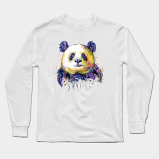 Colorful Panda Head Long Sleeve T-Shirt